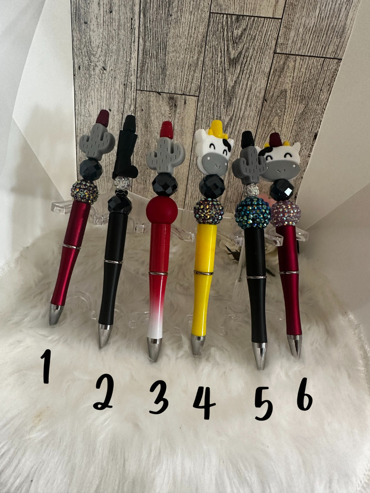 Handmade Pens fun beaded cow boot cactus