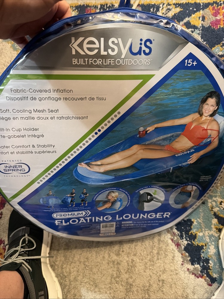 Spring Float Pool Lounger Chair - Lightweight, Easy-Inflate, Comfortable Design