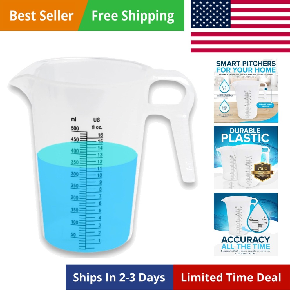 16oz 2 Cup Measuring Pitcher, Plastic, Multipurpose - Great for Oil, Chemical...