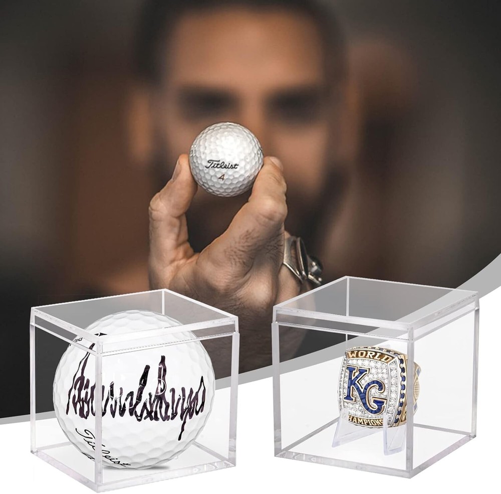 6 Pack Championship Ring Display Case Clear Acrylic Display Case Mini Basebal...