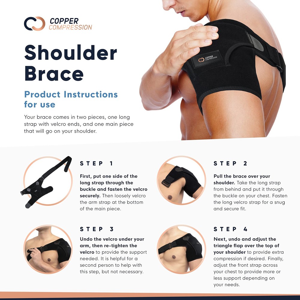 Copper Compression Recovery Shoulder Brace - Immobilizer for Torn Rotator Cuff,