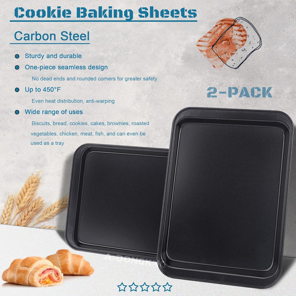 Small Cookie Sheets, Baking Pans, Nonstick Carbon Steel Baking Sheets, 2-Pack, 9