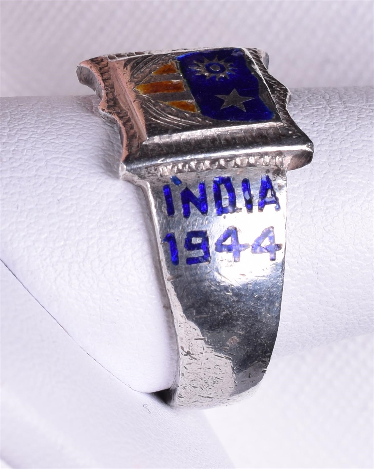 1944 WW2 India China Burma Campaign Ring Enameled Sz 10.5