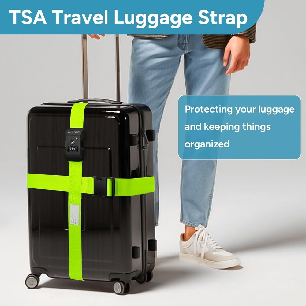 Adjustable Suitcase Belt with Combination Locks, 2 Pack