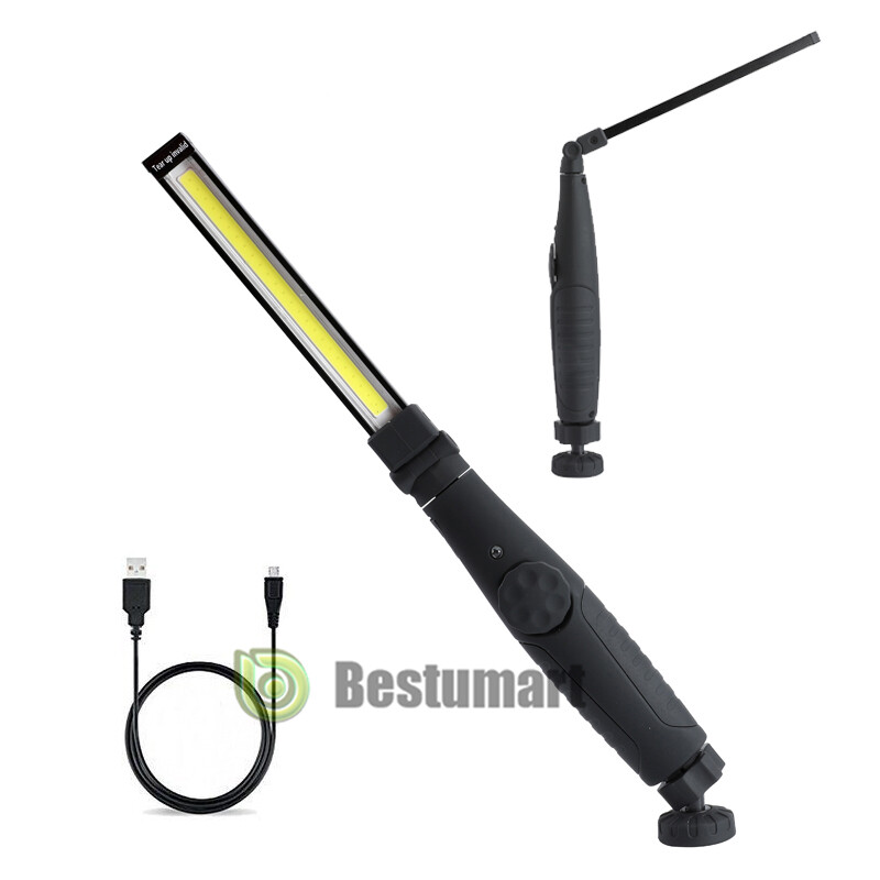 2 Pack Magnetic Base LED COB Work Light Rechargeable Mechanic Torch Flashlight