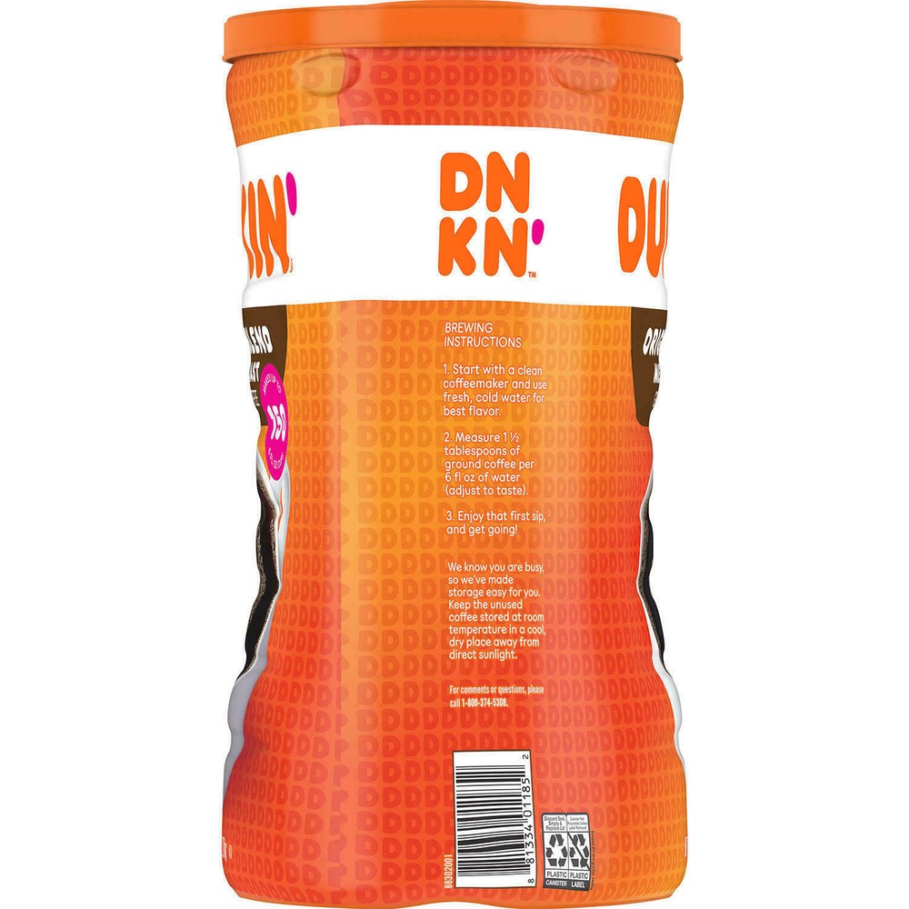Dunkin Donuts Original Blend Ground Premium Arabic Coffee Medium Dark Roas 45 Oz