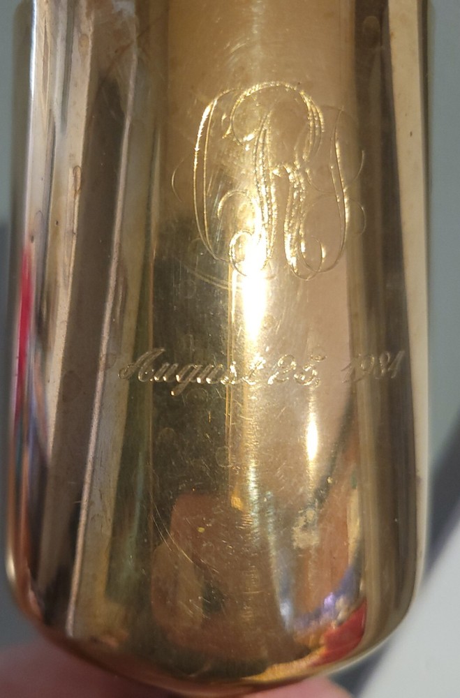 Solid Brass 7.5" Wine Goblet Monogrammed Dated August 25, 1984