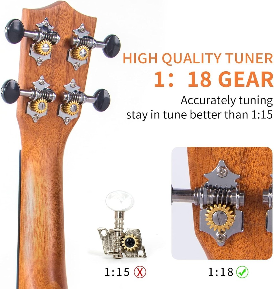 Mini Ukulele 17" Mahogany Nylon Strings Lightweight