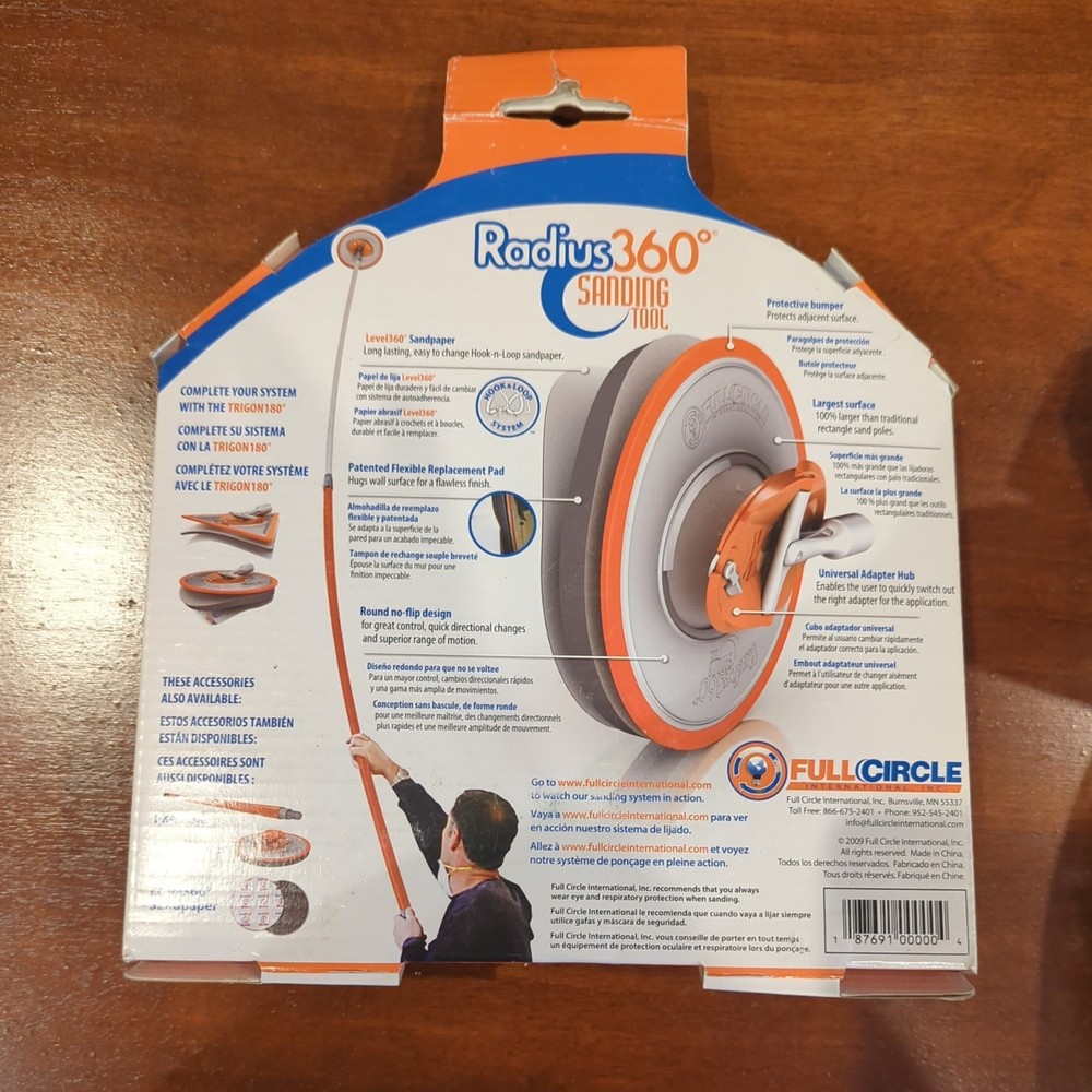 Radius360 Full Circle Drywall Sanding Tool - 9" Round Head w/Hook & Loop Backer