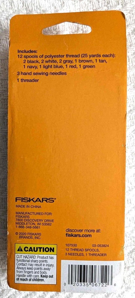 Fiskars 12 Thread Spools, 3 Needles, 1 Threader (2 Packs)