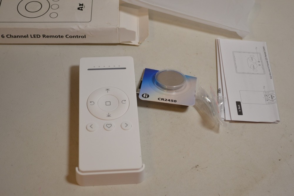 6 Channel LED Remote Control (WHITE) with battery, hardware & mount