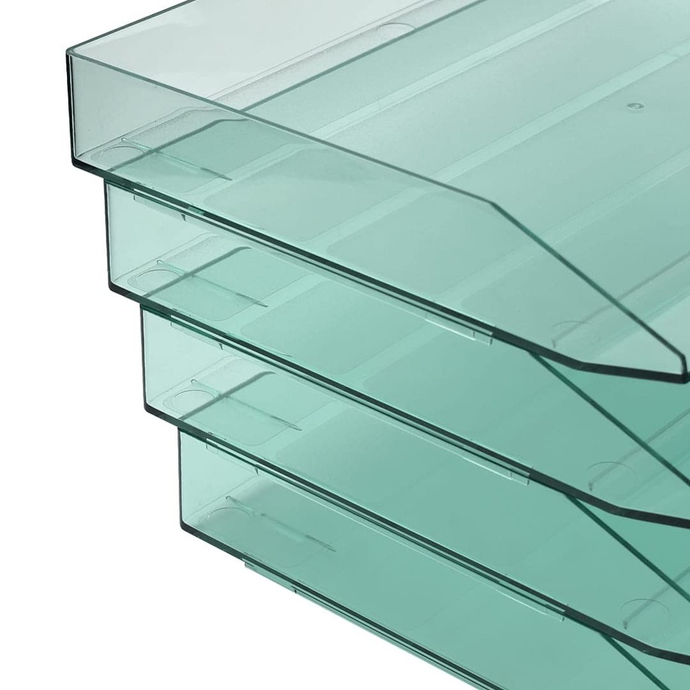 Stackable Letter Tray Single Side Load, Plastic, Desktop File Organizer (Clea...