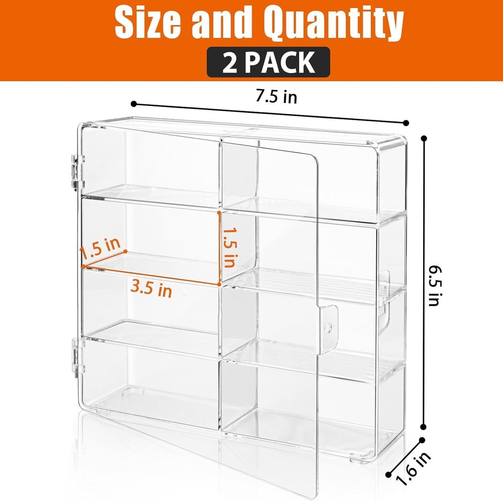 4x Organizer Box Display Case 8 Car for 1/64 Hotwheels Diecast Locking Stackable
