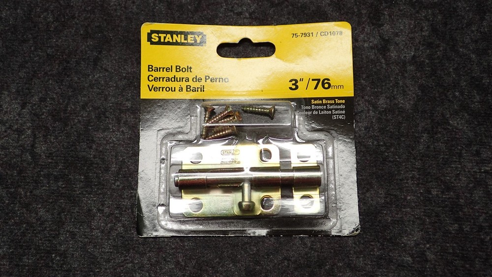 (8) Stanley 3" Barrel Bolt, Satin Brass Finish DOORS GATES POOL 75-7931 (BN457)