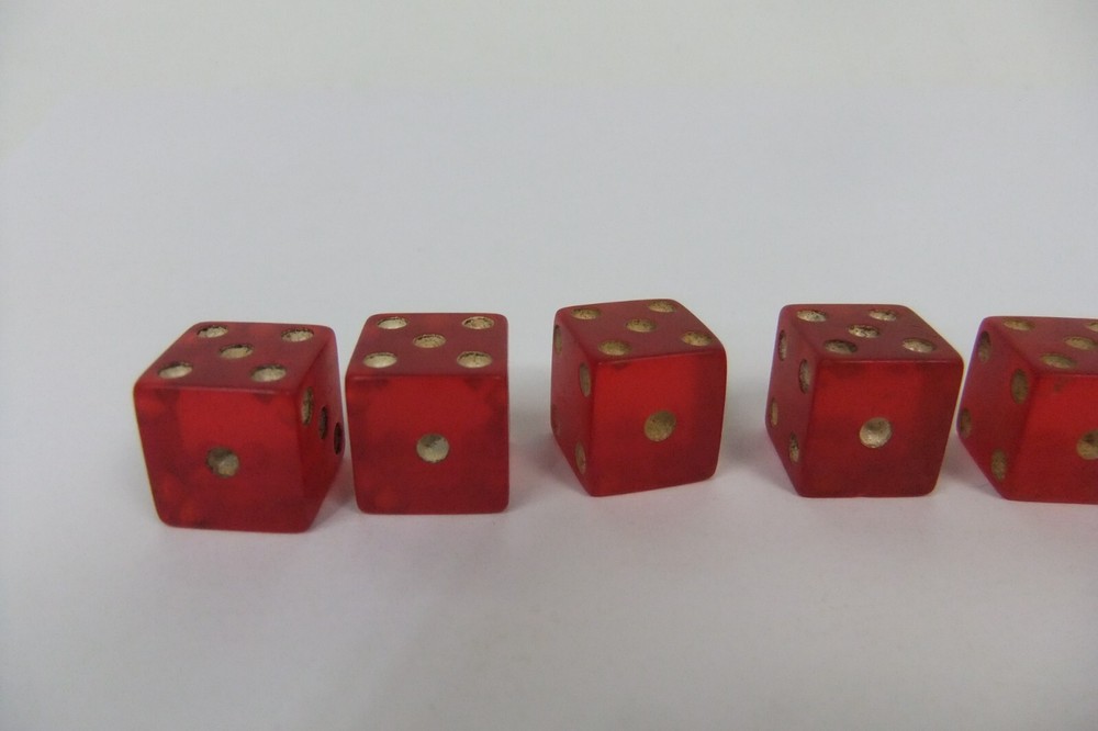 Red Translucent Bakelite Dice with Cheater Dice 1/2”