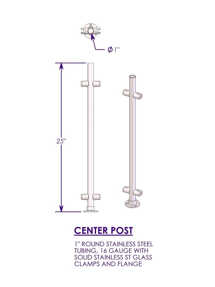 Stainless Steel Sneeze Guard Post