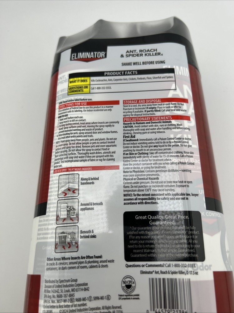 Eliminator Ant Roach and Spider Killer “2 17.5 oz. Cans”