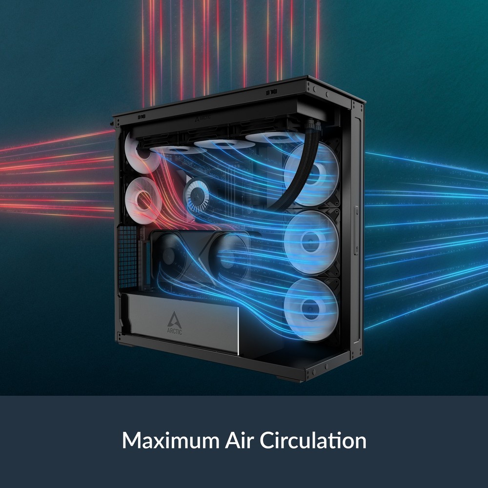 ARCTIC Xtender VG (Black) PC Case Vertical GPU Mount Panorama Glass Midi