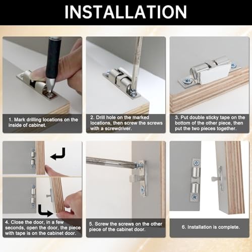 12Pcs Double Ball Roller Catch Latch, 48mm Solid Brass Cabinet Hardware, Screws