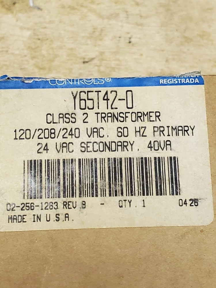 Johnson Controls Y65T42-0 Class 2 Transformer