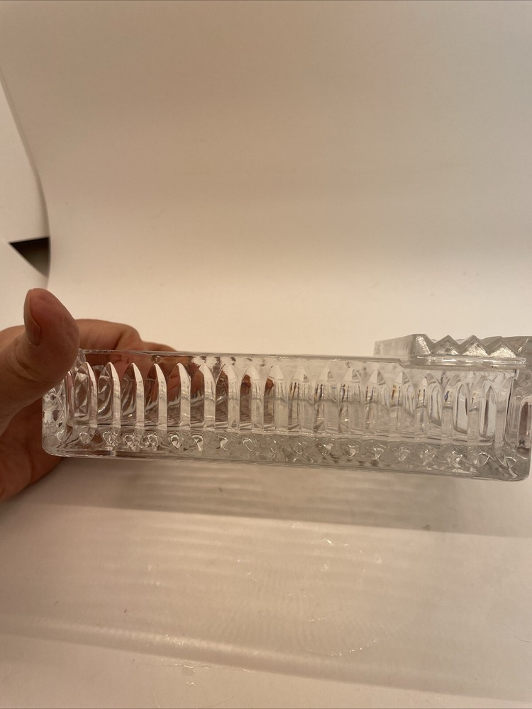 VTG Crystal Rectangular Cigar/Cigarette Box/Ashtray/Dish Hollywood Regency