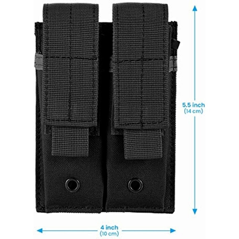 Tactical Double Pistol Mag Pouch Multi-Tool Organizer Holder Flashlight Bag