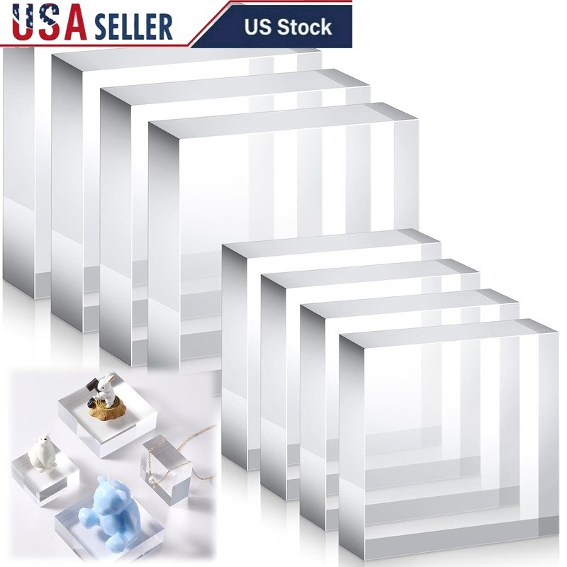 Acrylic Display Stand Set Clear Floating Riser Blocks Collectibles & Artifacts