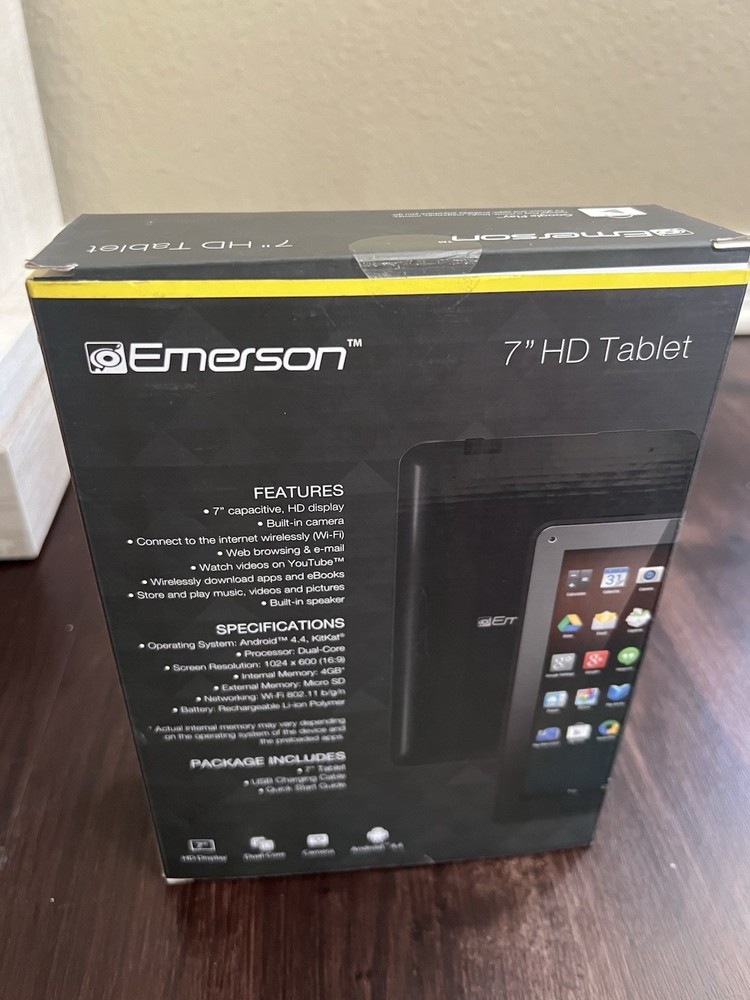 Emerson 7” HD Tablet EM749BK Android Dual Core 4GB Black Micro SD