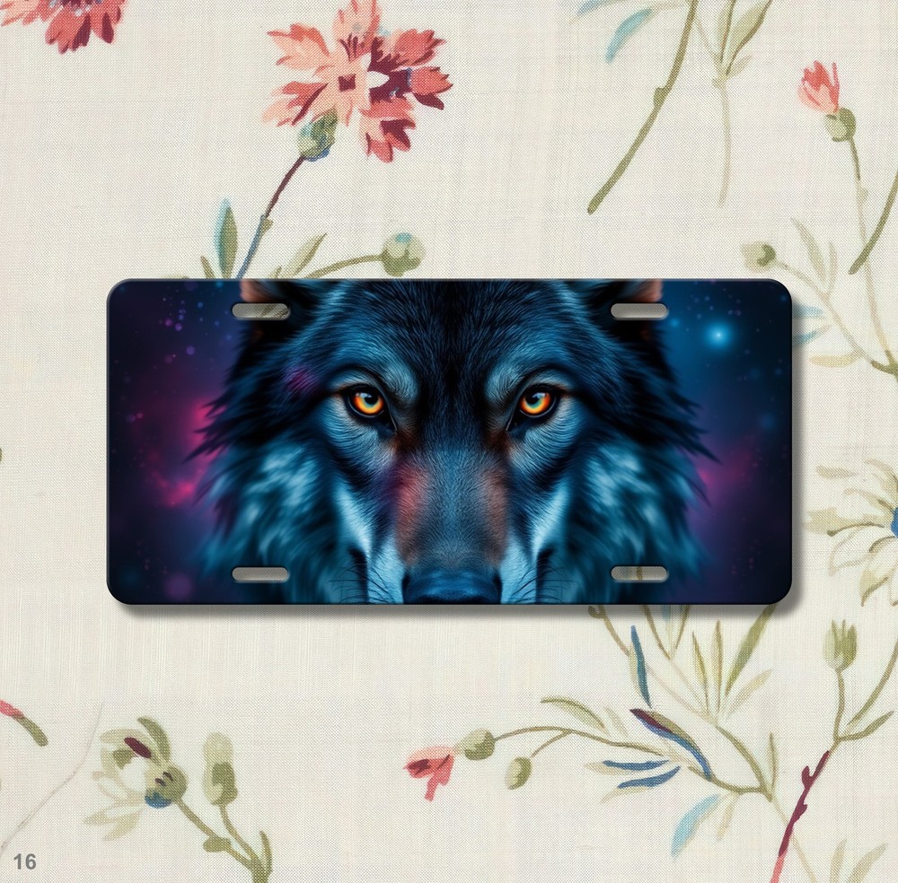 Hyperrealistic Wolf License Plate Add Text Front Bumper Plate Gift Idea