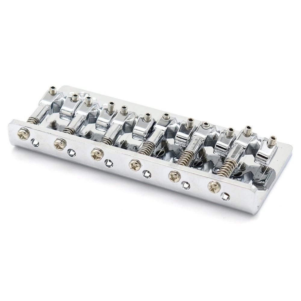 6String Metal Fixed Bass Bridge L-Shaped Saddle Bridge Top Load Tailpiece Silver