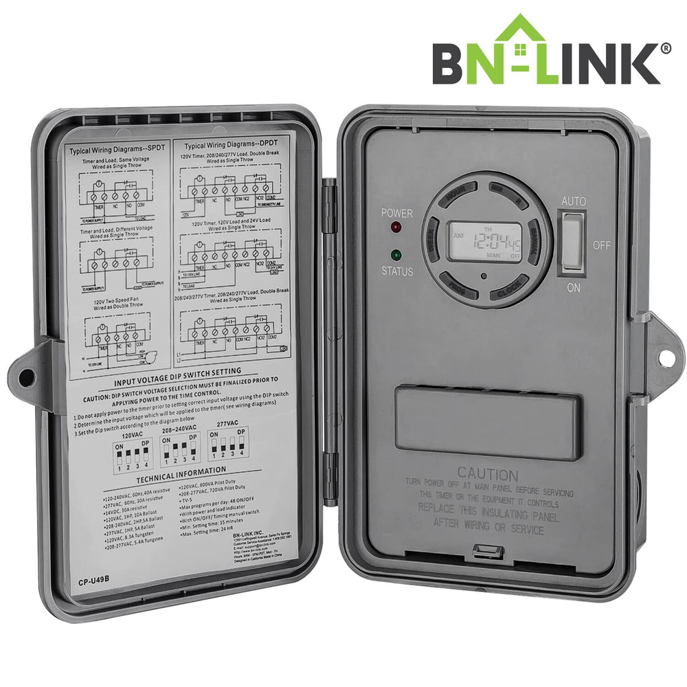 BN-LINK Pool Pump Timer, Outdoor Digital Timer Box Heavy Duty 7-Day Programmable