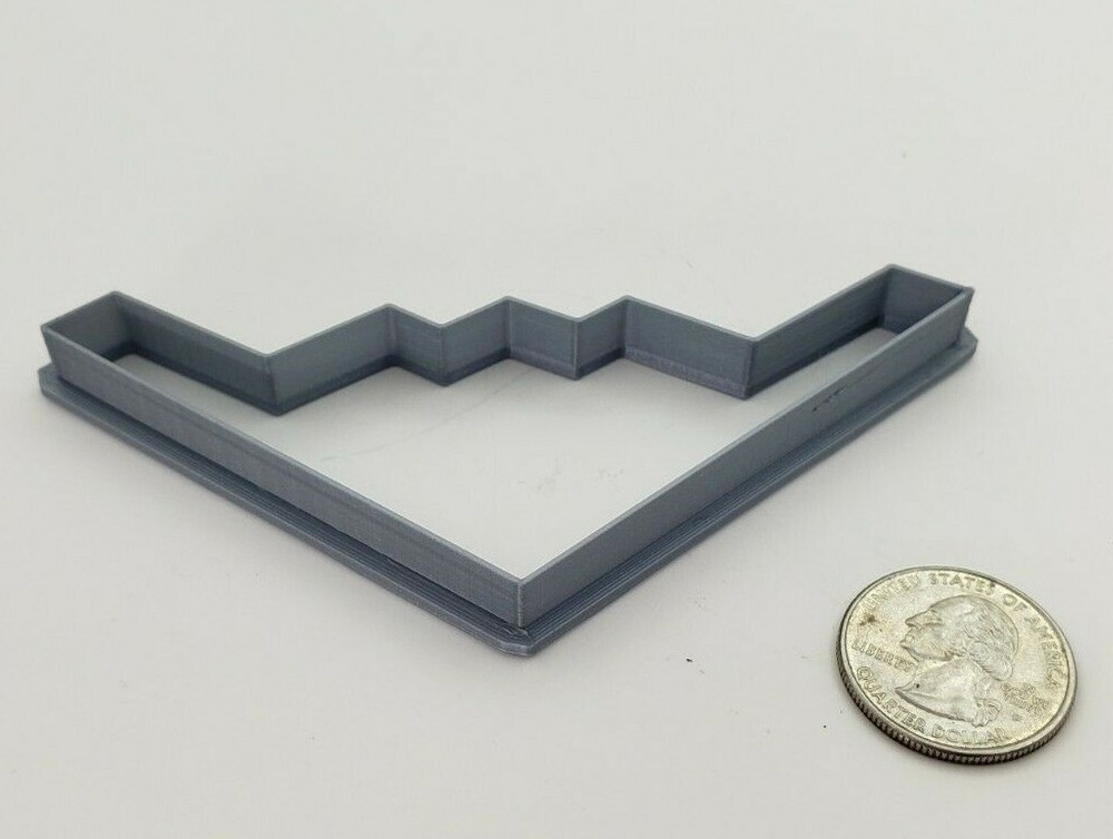 3D Printed B-2 Stealth Bomber Cookie Cutter Silver PLA Plastic