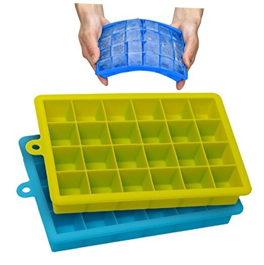 AYI&AYEE Silicone Ice Cube Trays with Lids - 2 Pack  2 SET Blue Green (24 Cube)
