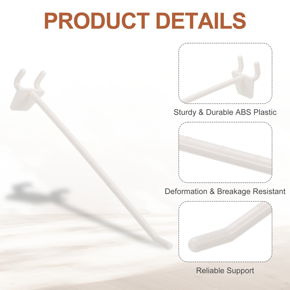 Pegboard Hooks, (8 Inch, Milky White) (25 Pcs), Plastic Peg Board Utility Hook