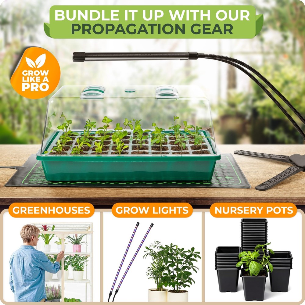 Seed Starter Tray - Seed Starting Tray with Hard Plastic Humidity Dome and 40...