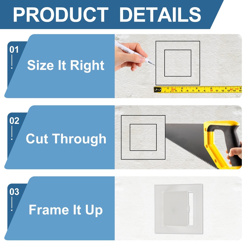 6.1x6.1 Inch(155x155mm) Removable Hinged Access Panel, 2Pcs Access Doors White