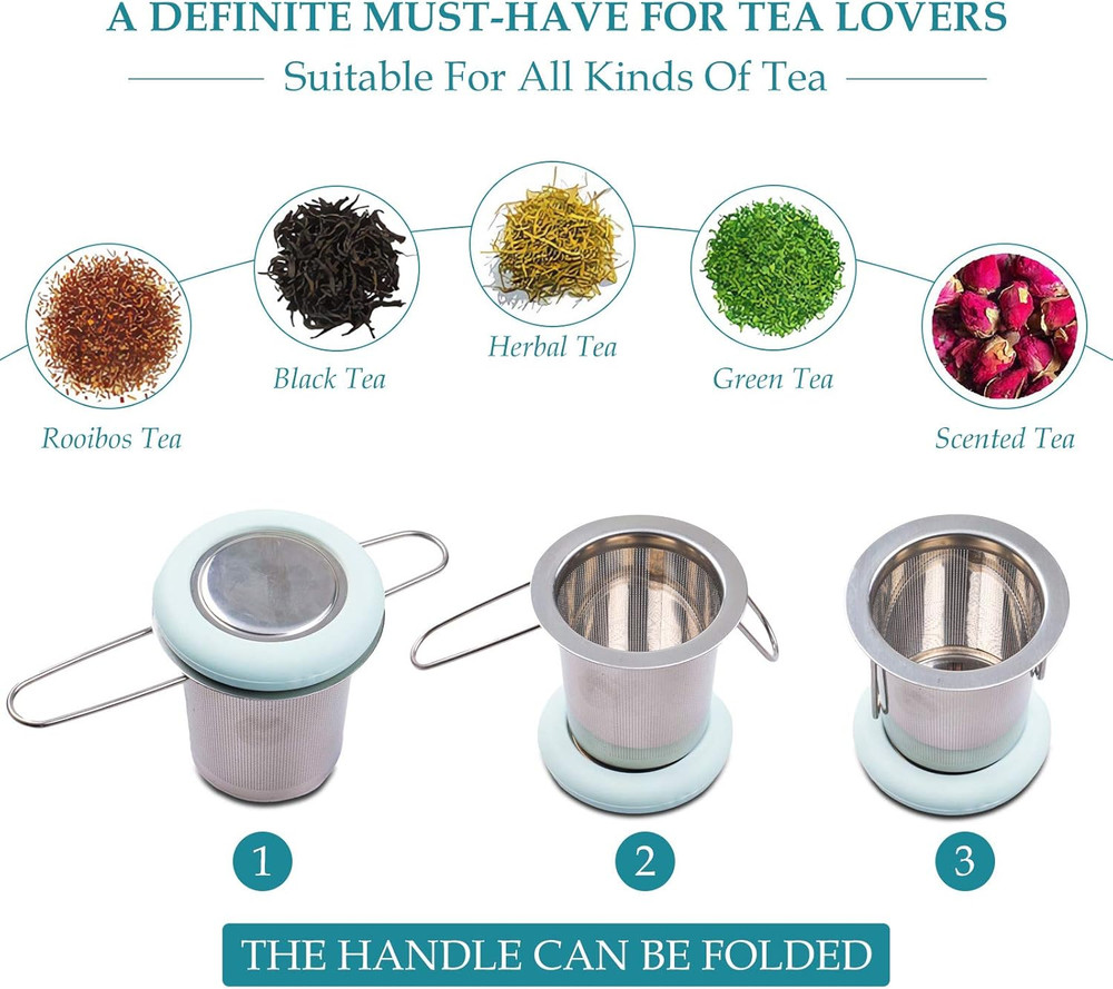 Tea Infuser Stainless Steel Tea Strainer Folding Handle Tea Filter Extra Fine Me