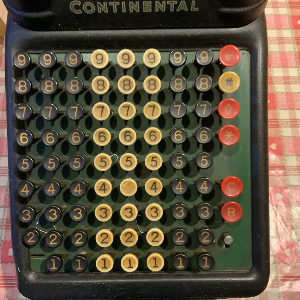 Vtg Antique "Continental" Adding Machine Calculator (Handle is Missing)