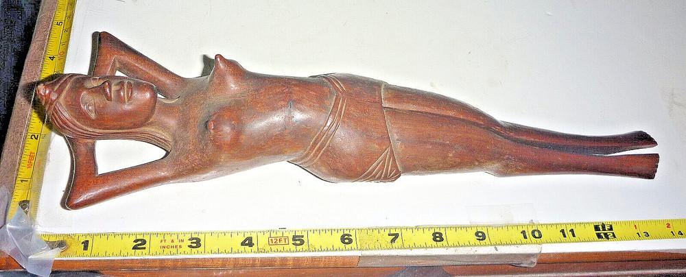 Vtg Female NUTCRACKER - Handmade Wood ~ 13½" Long