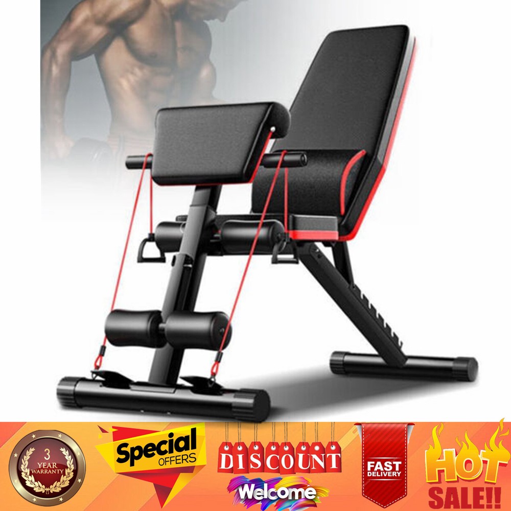 Foldable Incline Decline Adjustable Bench Full Body Workout Gym Weight Exercise