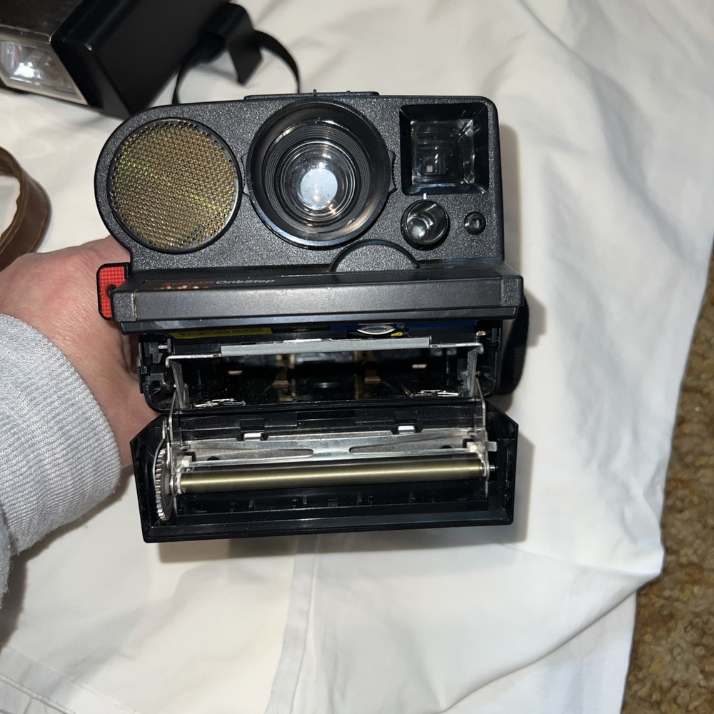 Polaroid Land Camera SONAR OneStep With Case, Flash Attachment, Instructions