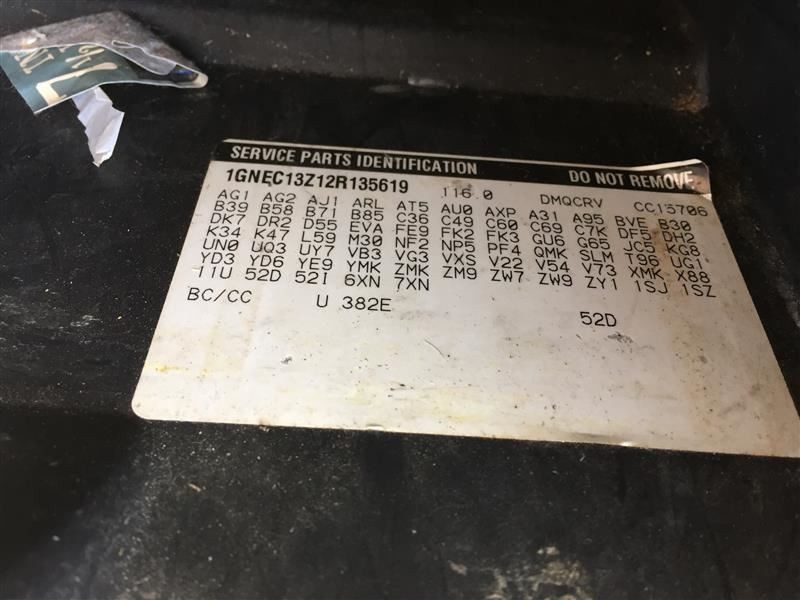 TAHOE 2002 Fuse Box Cabin 6636