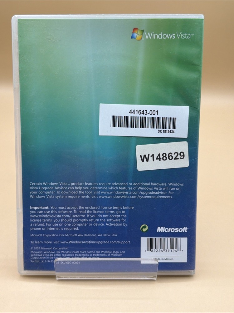 Microsoft Windows VISTA Anytime Upgrade Disc DVD For PC