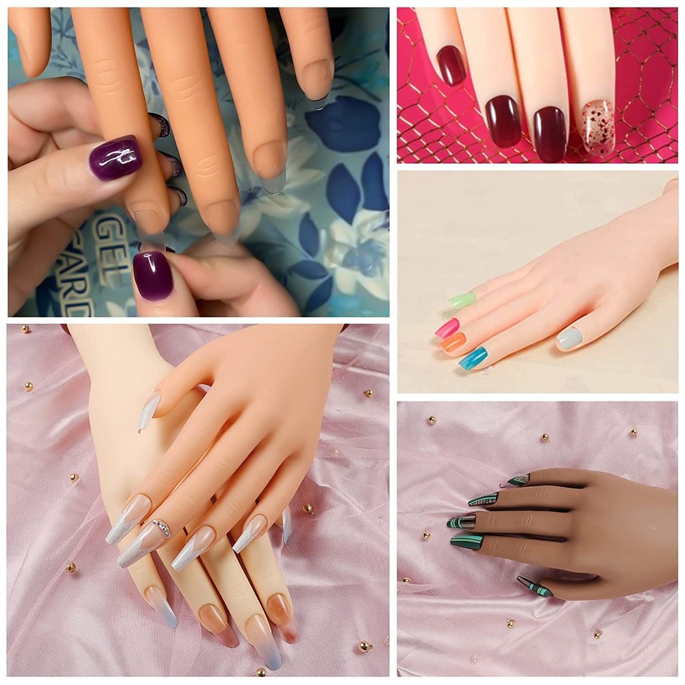 Nail Practice Hand for Acrylic Nails, Mannequin Hands for Nails Practice, Fle...