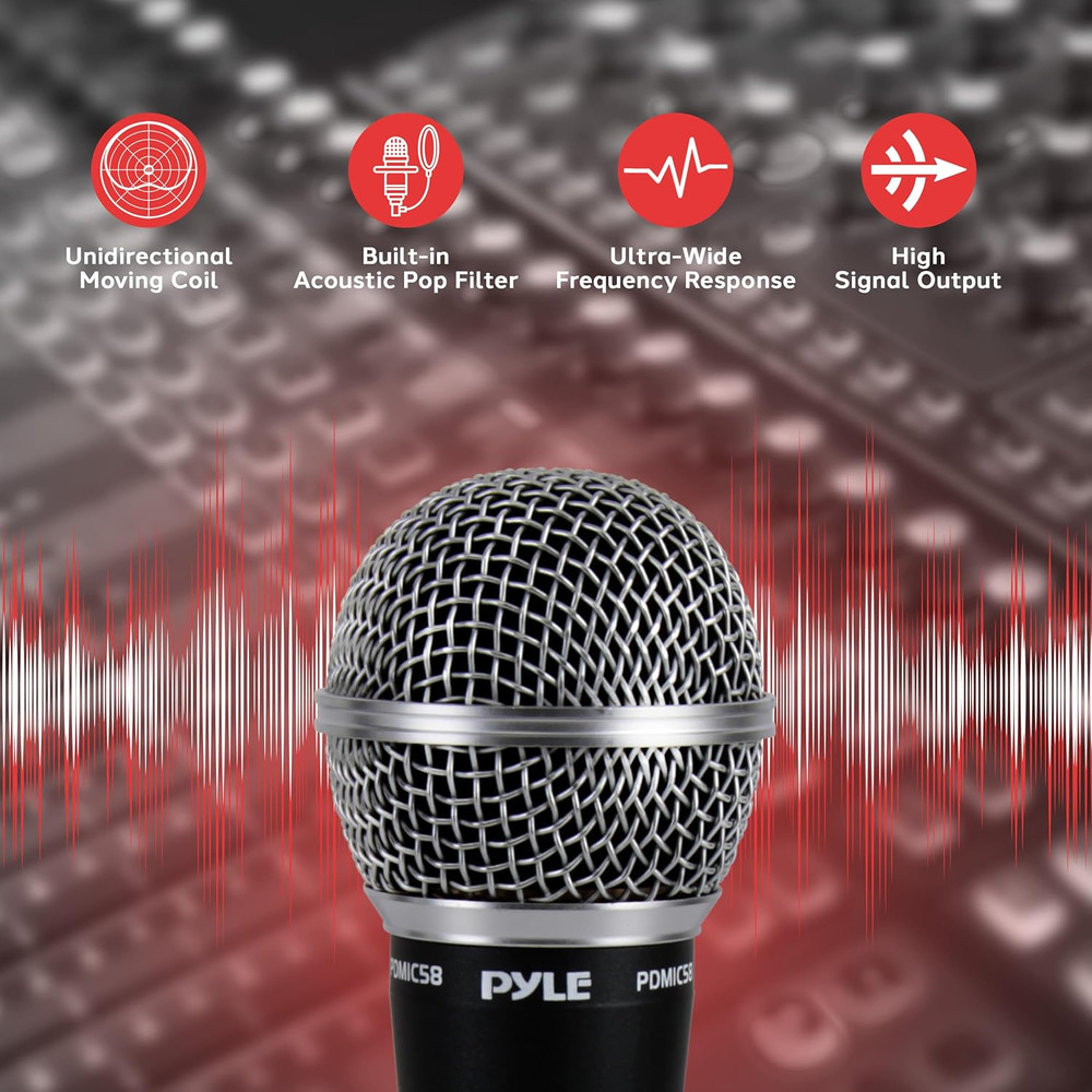 Professional Dynamic Microphone - 2-Pack Unidirectional Handheld Mic with Built-