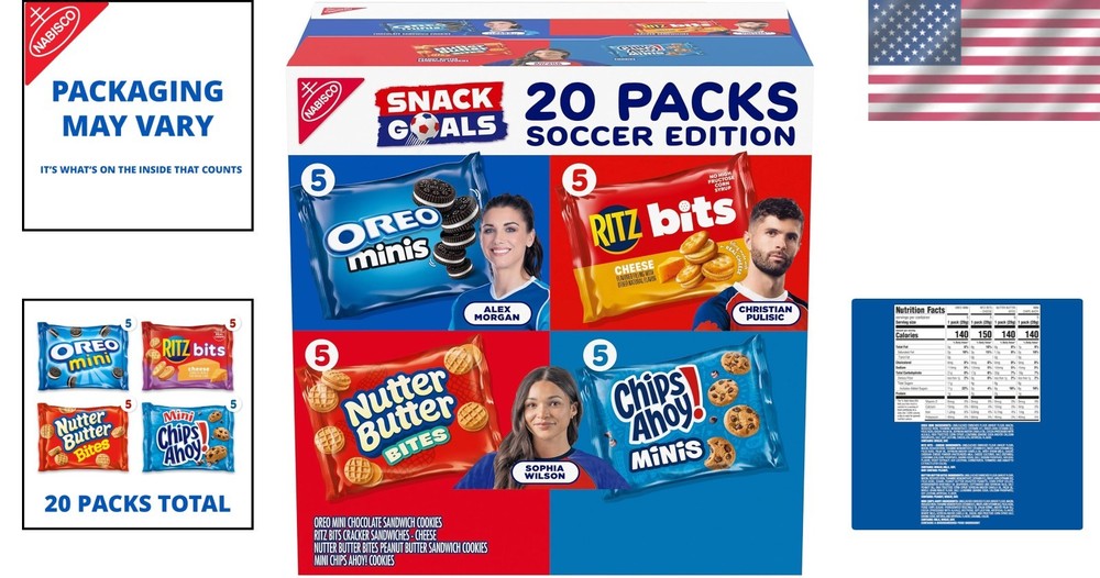 20 Pack Assorted Snacks: OREO Mini, CHIPS AHOY! & RITZ for Lunch Boxes & Parties