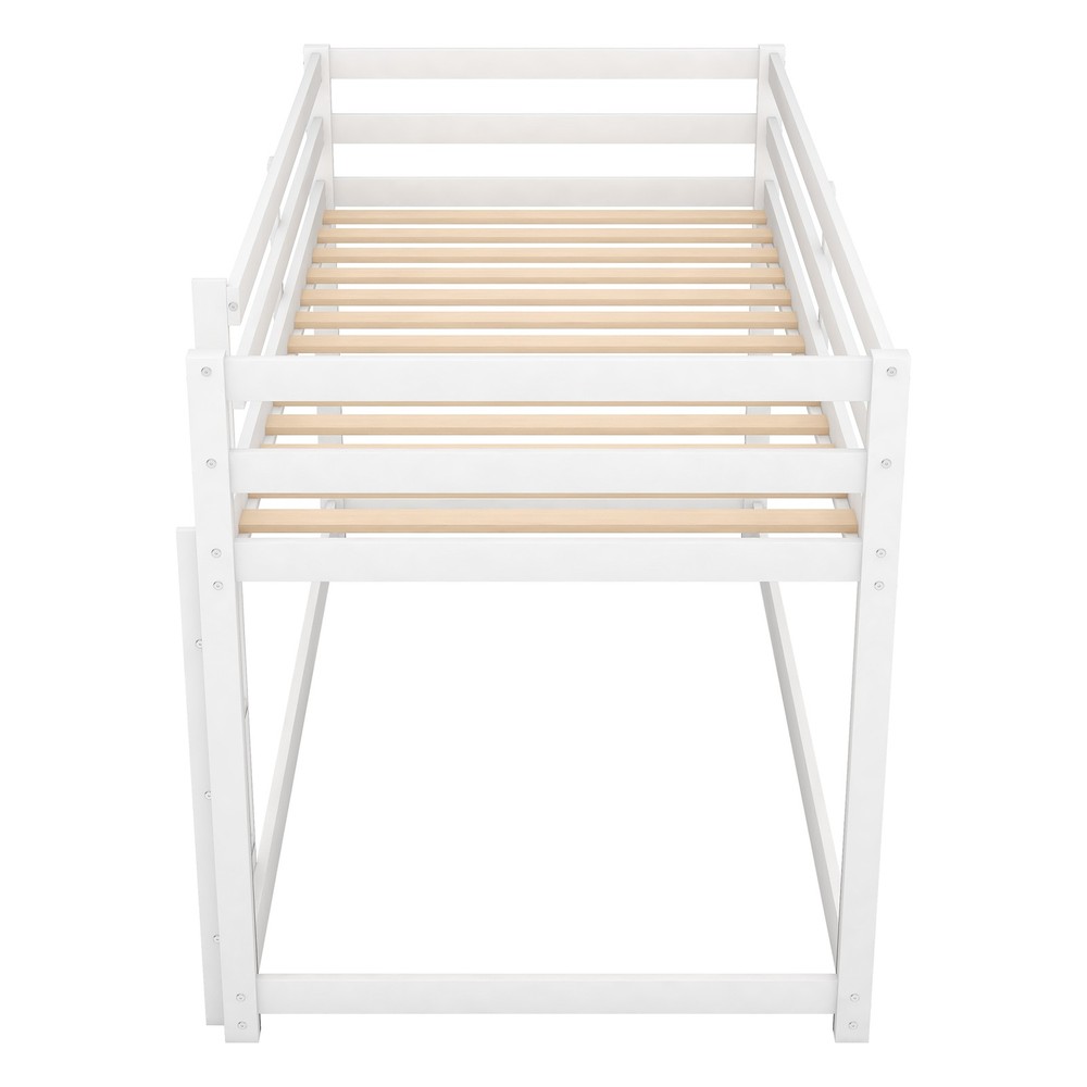 Twin over Twin Floor Bunk Bed with Ladder