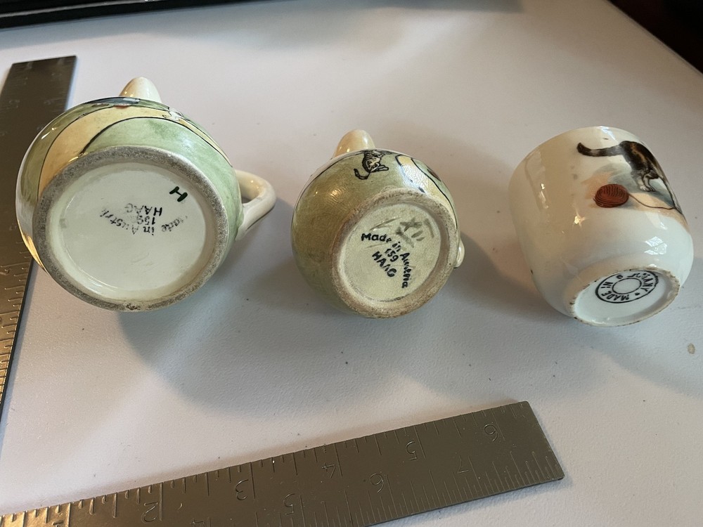 Vintage Cat & Dog Cup & 2 Pitchers