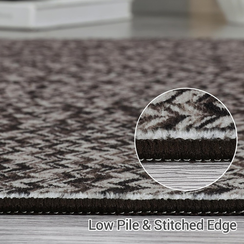 ROYHOME Washable Area Rug - 5x7 Print 5' x 7' (Rectangular), Grey/Brown