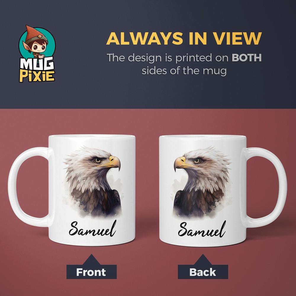 Eagle Mug - Personalized American Bald Eagle Gift, Bird Custom Name Coffee Cup